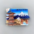 3D resin fridge magnet featuring Mount Fuji, cherry blossoms, and a pagoda with Japan text - Mount Fuji Japan