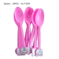 Pink elephant and floral party spoons 10-piece set for kids birthday celebration - Pink Plastic Spoons 10PCS