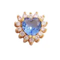 Blue heart-shaped crystal charm with white zircon halo and elegant golden metal base - Light Blue Heart (M641801-Light Blue)
