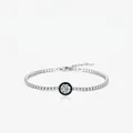 S925 sterling silver tennis bracelet with black enamel frame and sparkling center stone - 925 Silver / Silver