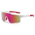 Outdoor cycling sunglasses with white frame and pink-yellow gradient polarized lenses - White Frame Purple Mercury