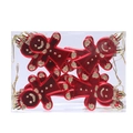 Set di 8 ornamenti natalizi a forma di omino di pan di zenzero rosso con glitter oro - Stile 13 (8 Pezzi)