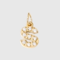 Golden letter S pendant with sparkling zircon inlay for DIY jewelry making - Letter S - Gold