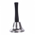 Cute Santa hand bell with a black handle and polished silver metal finish for Christmas - Silver Hand Bell