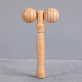 Tragbares manuelles Holz-Massagegerät mit Doppelrollen und rutschfestem Griffstück - Kugel-Gesichtsmassagegerät (13x7x1.5cm)