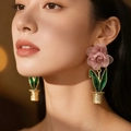 2603028c Pink Flower Pot Earrings