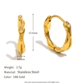 Orecchini a cerchio tondi irregolari minimalisti in acciaio inossidabile placcato oro 18K - Clip per orecchio tondo irregolare dorato