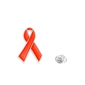 Broche ruban rouge émaillé pour sensibilisation au SIDA avec fermoir papillon métal - Moyen / Rouge