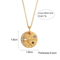 Colored Zircon Sun Moon Beat Pattern Coin Pendant Necklace