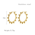 Minimalist 30mm golden stainless steel beaded hoop earrings for women in retro style - One Pair / Gold