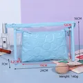 Y2K dopamine style heart-quilted blue travel makeup bag set with transparent outer pouch - Toiletry Set (2Pcs) / Blue