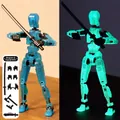 Translucent blue 3D printed T13 action figure with glowing green noctilucent effect - Gen 3 Luminous With 4 Weapons 3 Hands