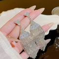 Eleganti orecchini a nappa in argento S925 con strass scintillanti e design a frangia lunga - Frange Multistrato Tutto Diamanti Argento (E0437 Argento)
