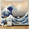 Arazzo da parete giapponese con onde dell'oceano per decorazione artistica della stanza - 73X95CM / GT104525 Grande Onda Spazzolato