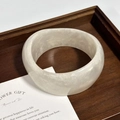 Irregular wide resin bangle in pearl white with a shimmering pearlescent finish - Shimmering Moonlight White