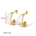 Creolen aus 18K vergoldetem Edelstahl mit weißem Emaille und plissierter Metallstruktur - Weißer Emaille-Tropföl-Stil (TE6258-WT)