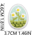 Easter egg floral embroidery patch with white daisies measuring 4.6cm in height - Light Green Daisy Egg