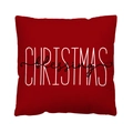 Red Christmas square decorative pillow cover with white stylized lettering and soft fabric - Style 31-Red CHRISTMAS blessings