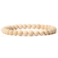 Handmade 6mm cream natural stone bead elastic bracelet with polished smooth finish - Light Beige Stone (FD6979) / 6mm/19cm