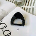 Minimalist black semi-circle hair claw clip with glossy finish and hollow design - Medium (approx. 6cm) / Bright Black