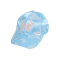 Hellblaue Mädchen-Basecap aus Satin mit Pailletten-Schmetterling und weißen Drucken - Schmetterling Blau