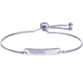 Verstellbares Armband aus Edelstahl mit Gravurplatte und Schlangenkette in Silber - Verstellbarer Gravurstil / Silber
