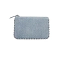 Blue denim chain crossbody bag with silver stud trim on white background - Denim / Sky Blue