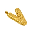Gold letter V pendant with textured gold nugget finish on a white background - Letter V - Gold Pendant