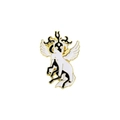 Gothic winged ghost enamel pin in black and white with gold-plated zinc alloy finish - Black White Dragon (CZ2127-1)