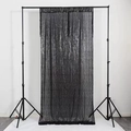 Solid black sequin curtain tablecloth for wedding events and photography backdrop - Black