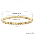 Elastic gold beaded bracelet set in stainless steel with 4mm beads for women - 4mm Gold Stainless Steel Bead Bracelet (KB161878-Z)