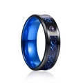 Herenring van zwart wolfraam met blauwe Keltische draakinleg en kristallen accent - Blauw / Maat 6