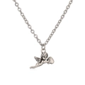 Vintage zilveren punk hart en engel hanger ketting met een kruisvormige ketting - Engel die Hart Vasthoudt / Zilver