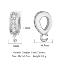 Silver copper zircon pinch bail for necklace pendant DIY accessories 11x3mm size - VB573-1 Silver