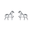 Elegant sterling silver horse stud earrings for women with polished finish on white background - 925 Silver / Platinum Plated (SVE0174)