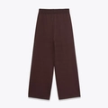 Pantaloni a gamba larga in maglia marrone scuro da donna con vita elastica e stile minimal - S / Pants
