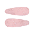 Lot de deux barrettes ovales roses brodées de fleurs avec bords festonnés pour filles - Pince Goutte à Bord Festonné (Lot de 2) / Rose Pâle-Broderie Florale