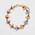 Detail of bee bracelet featuring red enamel and sparkling zircon with lobster clasp - Red