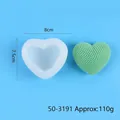 3D woven heart silicone mold for DIY candles with a light green textured heart sample - 3 Inch Medium (50-3191)