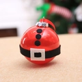 Red Santa suit themed Christmas ball ornament with black belt and glitter finish - Santa Claus Red Ball
