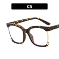 Square tortoise and gold metal frame glasses with blue light blocking lenses C5 - C5 / Leopard Print