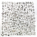 Macro view of assorted antique silver alloy charms featuring hearts, owls, and keys - HK439-Mixed Antique Silver-200pcs