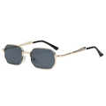 Retro geometric octagonal sunglasses with gold metal frame and dark grey lenses - Blue Purple Gradient / Gold Frame Black Lens