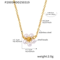 Dettagli dimensionali della collana a fiore in acciaio inossidabile placcato oro 18K - Collana con fiori (P2005)