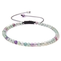 Adjustable 4mm natural fluorite bead bracelet with black woven cord and pull knot closure - Fluorite