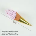 Artificial purple swirl soft serve ice cream cone model with waffle base 22cm long - Violet