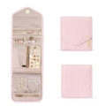 Organizer per gioielli rosa trapuntato a rombi con vari scomparti per accessori - Rosa Piccolo