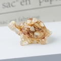 Clear resin turtle figurine with yellow amber stones and gold foil flakes - 63 Natural Color Shell + Gold Foil