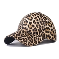 Casquette de baseball imperméable en cuir PU avec imprimé léopard classique d'hiver - M (56-58cm) / Léopard Clair PU