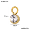 Goldener Anhänger mit rundem Zirkon, 0.9cm Höhe, minimalistischer Modeschmuck - Runder Klarer Stein (BP00032B1) / 0.9x0.5cm / 0.8g